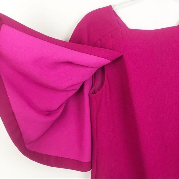 TRINA TURK | Fucshia Cape Dress Short Sleeve Sz 6 - Picture 5 of 12